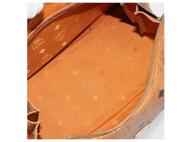 Borsa MCM Vicetos in PVC e pelle marrone oro Auth BA13884 D'oro - vista 11