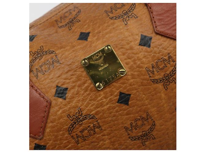 Borsa MCM Vicetos in PVC e pelle marrone oro Auth BA13884 D'oro - vista 12