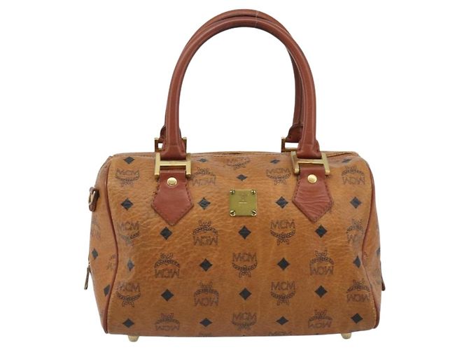 Borsa MCM Vicetos in PVC e pelle marrone oro Auth BA13884 D'oro - vista 13