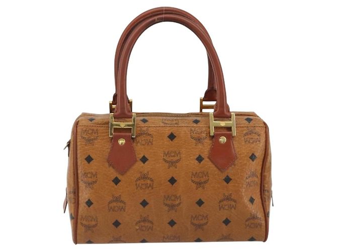 Borsa MCM Vicetos in PVC e pelle marrone oro Auth BA13884 D'oro - vista 2