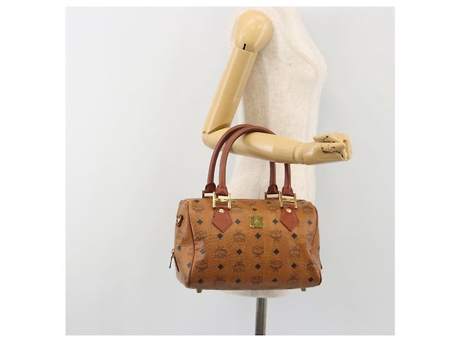 Borsa MCM Vicetos in PVC e pelle marrone oro Auth BA13884 D'oro - vista 22