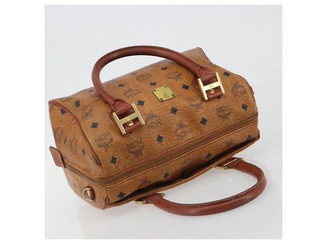 Borsa MCM Vicetos in PVC e pelle marrone oro Auth BA13884 D'oro - vista 6