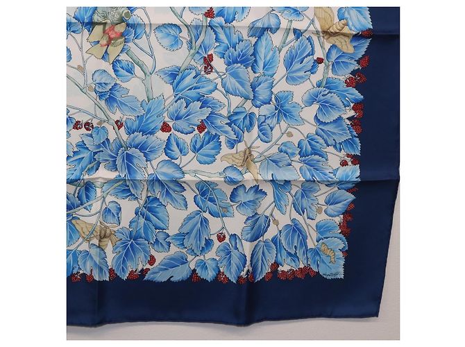 Hermès HERMES Carre 90 Sciarpa L'ARBRE de SOIE Seta Blu Autentica 189417M - vista 10
