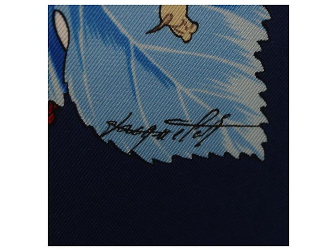 Hermès HERMES Carre 90 Sciarpa L'ARBRE de SOIE Seta Blu Autentica 189417M - vista 11