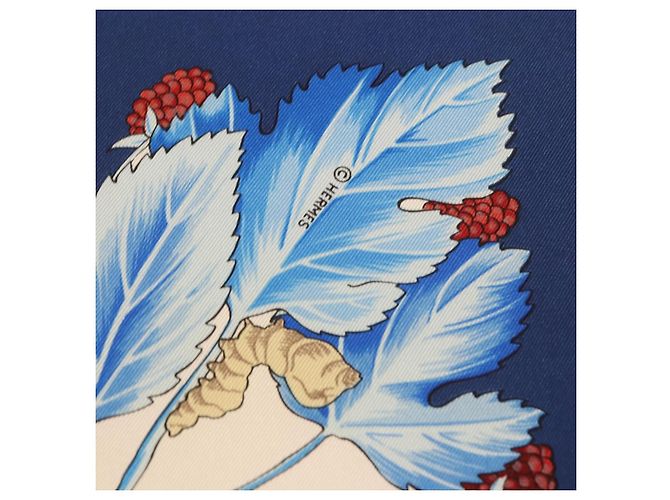 Hermès HERMES Carre 90 Sciarpa L'ARBRE de SOIE Seta Blu Autentica 189417M - vista 15