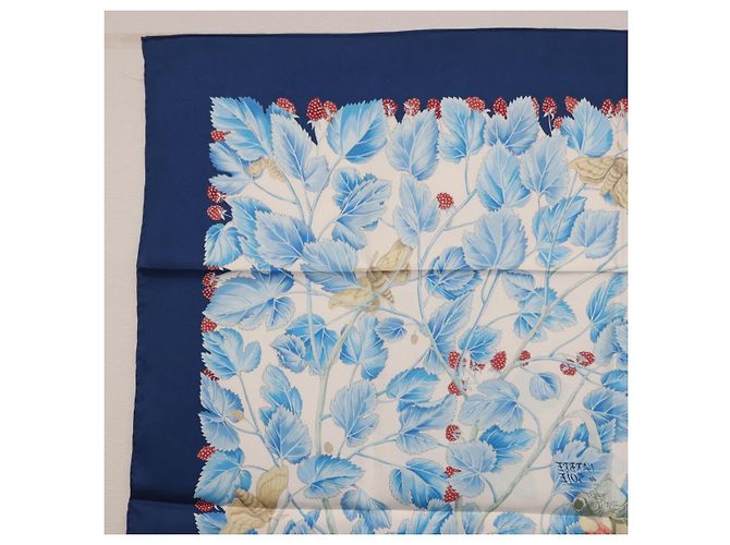 Hermès HERMES Carre 90 Sciarpa L'ARBRE de SOIE Seta Blu Autentica 189417M - vista 17