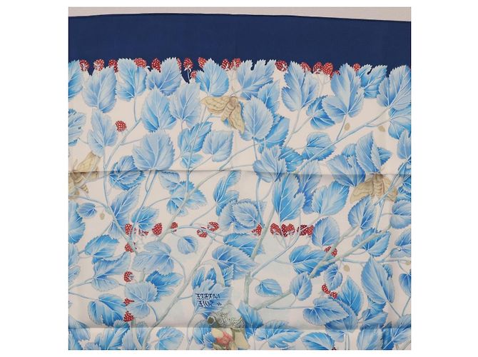 Hermès HERMES Carre 90 Sciarpa L'ARBRE de SOIE Seta Blu Autentica 189417M - vista 18