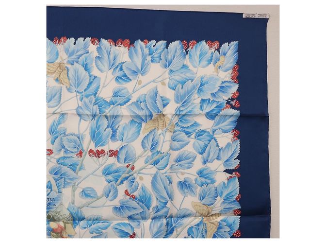 Hermès HERMES Carre 90 Sciarpa L'ARBRE de SOIE Seta Blu Autentica 189417M - vista 19