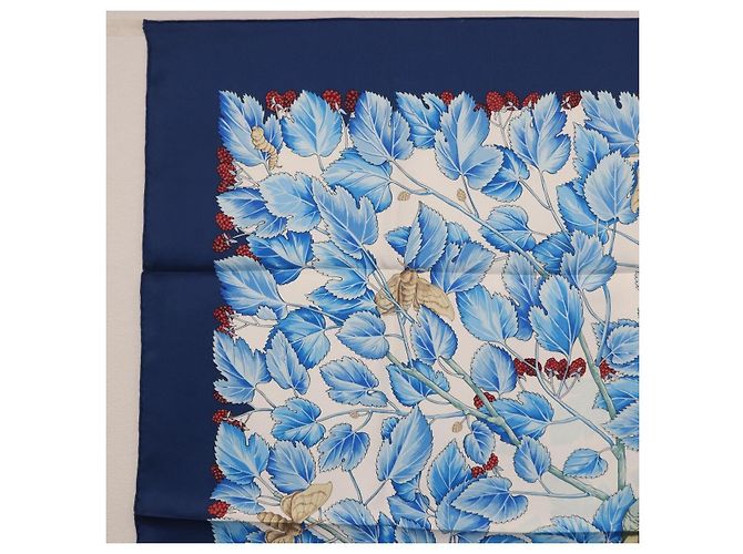Hermès HERMES Carre 90 Sciarpa L'ARBRE de SOIE Seta Blu Autentica 189417M - vista 2
