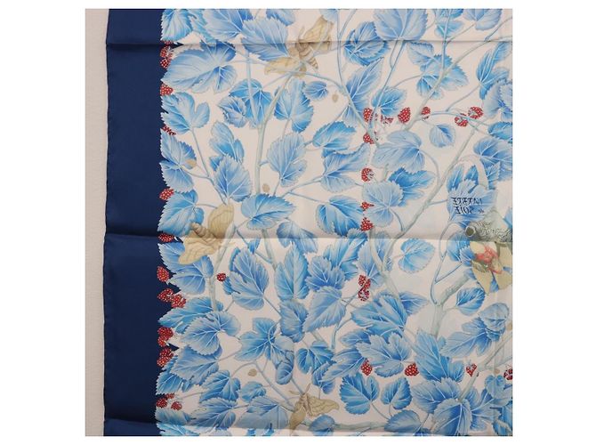 Hermès HERMES Carre 90 Sciarpa L'ARBRE de SOIE Seta Blu Autentica 189417M - vista 20