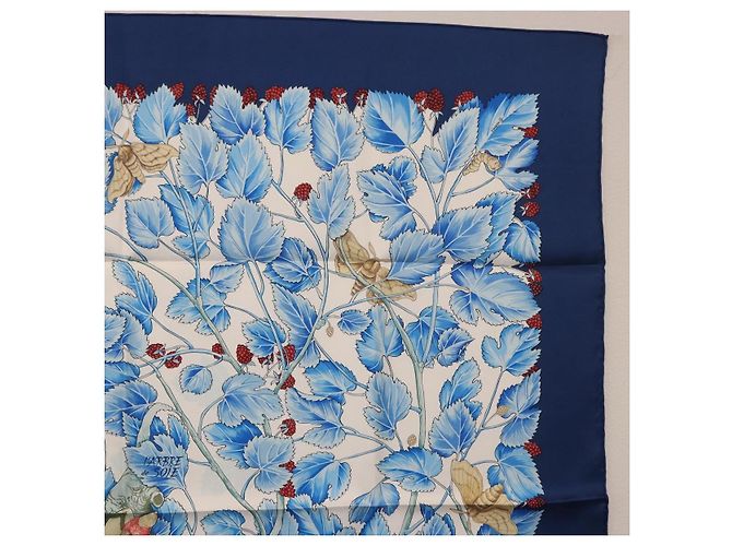 Hermès HERMES Carre 90 Sciarpa L'ARBRE de SOIE Seta Blu Autentica 189417M - vista 4