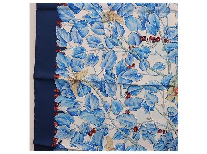 Hermès HERMES Carre 90 Sciarpa L'ARBRE de SOIE Seta Blu Autentica 189417M - vista 5