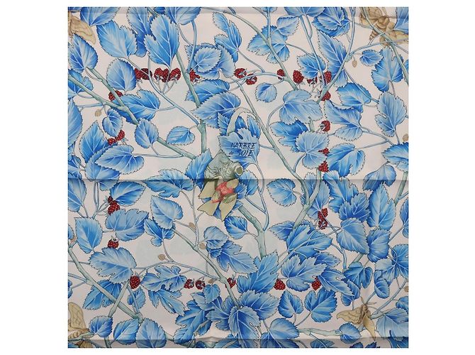 Hermès HERMES Carre 90 Sciarpa L'ARBRE de SOIE Seta Blu Autentica 189417M - vista 6