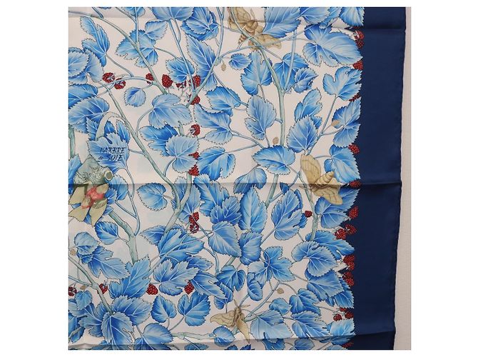 Hermès HERMES Carre 90 Sciarpa L'ARBRE de SOIE Seta Blu Autentica 189417M - vista 7
