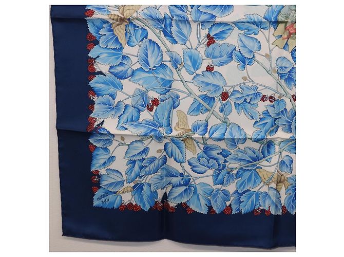 Hermès HERMES Carre 90 Sciarpa L'ARBRE de SOIE Seta Blu Autentica 189417M - vista 8