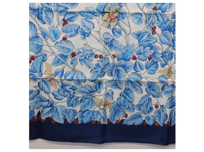 Hermès HERMES Carre 90 Sciarpa L'ARBRE de SOIE Seta Blu Autentica 189417M - vista 9
