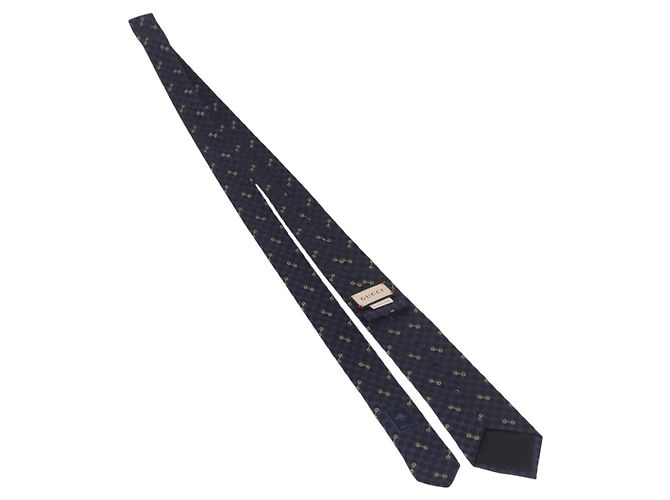 Cravatta GUCCI Horsebit in jacquard di seta blu Auth BA14067M - vista 6