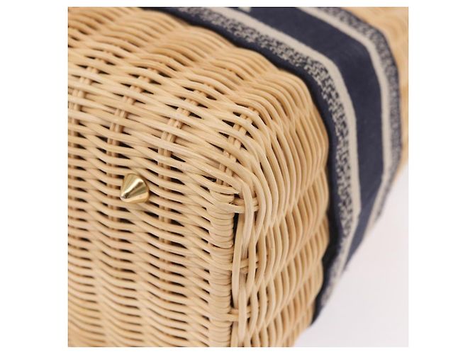 Christian Dior Oblique Jacquard Lady Dior Medium Rattan Navy Auth BA14029SAM Beige Blu navy - vista 16