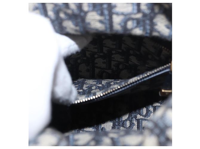 Christian Dior Oblique Jacquard Lady Dior Medium Rattan Navy Auth BA14029SAM Beige Blu navy - vista 25