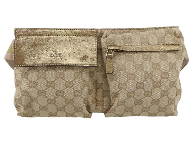 Marsupio GUCCI GG Canvas Beige Oro 28566 Auth ka5124 D'oro - vista 13