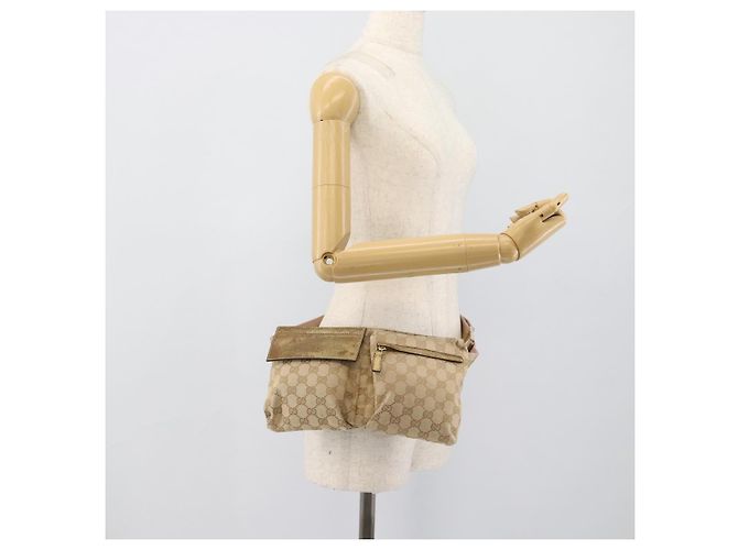Marsupio GUCCI GG Canvas Beige Oro 28566 Auth ka5124 D'oro - vista 24