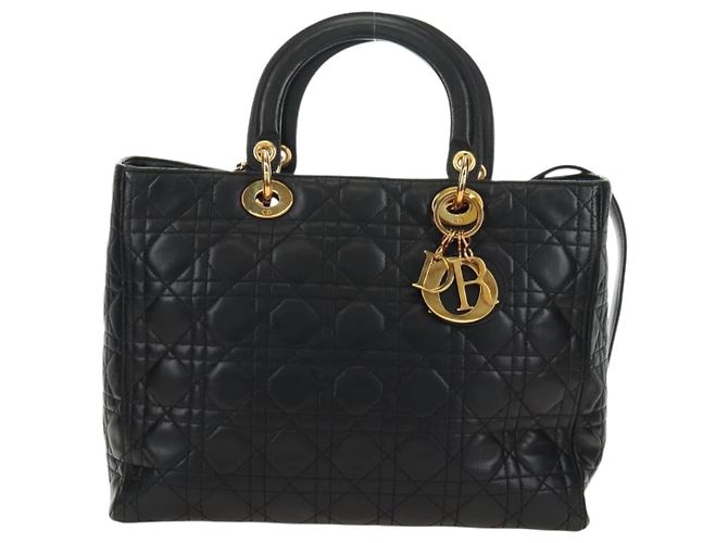 Borsa Christian Dior Canage in pelle di agnello nera e oro Auth 180510SAM Nero D'oro - vista 13