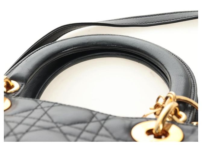 Borsa Christian Dior Canage in pelle di agnello nera e oro Auth 180510SAM Nero D'oro - vista 14