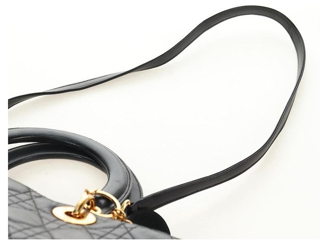 Borsa Christian Dior Canage in pelle di agnello nera e oro Auth 180510SAM Nero D'oro - vista 15