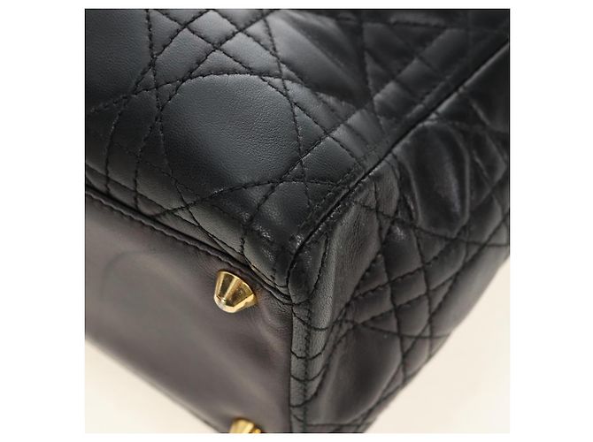 Borsa Christian Dior Canage in pelle di agnello nera e oro Auth 180510SAM Nero D'oro - vista 16
