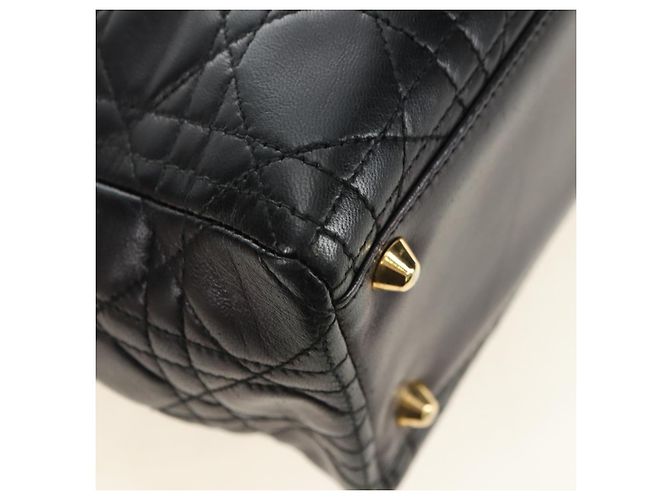 Borsa Christian Dior Canage in pelle di agnello nera e oro Auth 180510SAM Nero D'oro - vista 17