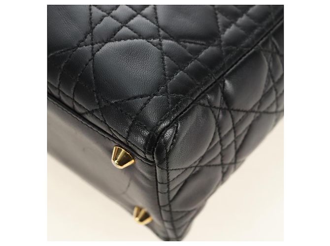 Borsa Christian Dior Canage in pelle di agnello nera e oro Auth 180510SAM Nero D'oro - vista 18
