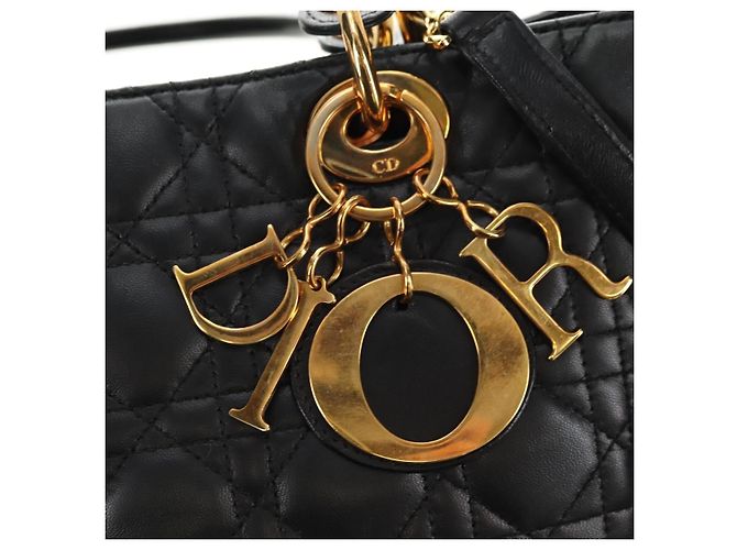 Borsa Christian Dior Canage in pelle di agnello nera e oro Auth 180510SAM Nero D'oro - vista 19