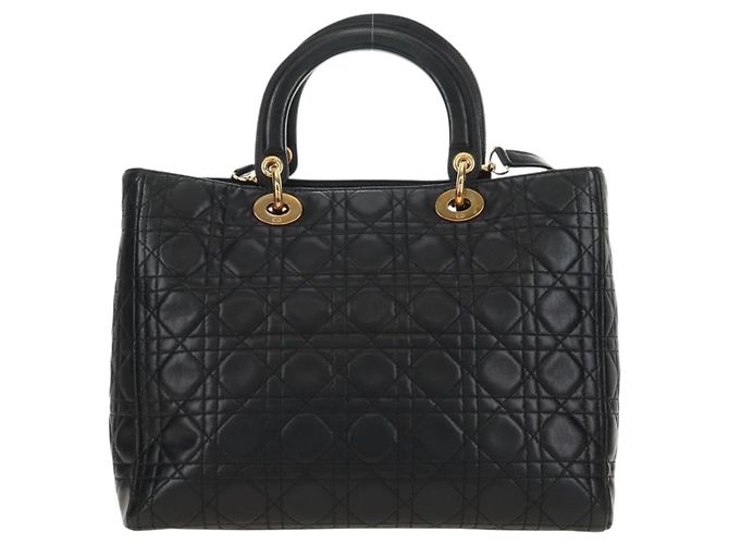 Borsa Christian Dior Canage in pelle di agnello nera e oro Auth 180510SAM Nero D'oro - vista 2