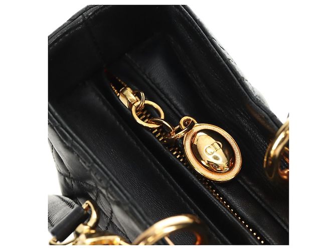 Borsa Christian Dior Canage in pelle di agnello nera e oro Auth 180510SAM Nero D'oro - vista 20