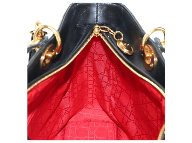 Borsa Christian Dior Canage in pelle di agnello nera e oro Auth 180510SAM Nero D'oro - vista 22