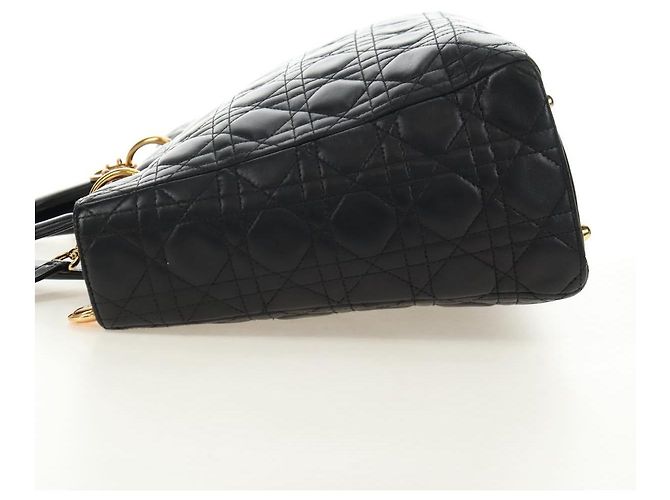 Borsa Christian Dior Canage in pelle di agnello nera e oro Auth 180510SAM Nero D'oro - vista 3