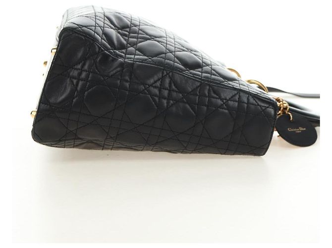 Borsa Christian Dior Canage in pelle di agnello nera e oro Auth 180510SAM Nero D'oro - vista 4