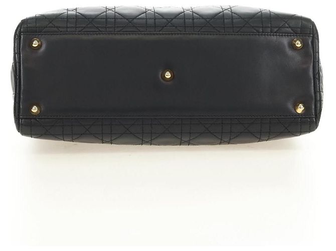 Borsa Christian Dior Canage in pelle di agnello nera e oro Auth 180510SAM Nero D'oro - vista 5