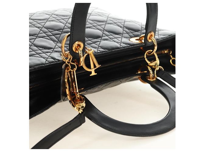 Borsa Christian Dior Canage in pelle di agnello nera e oro Auth 180510SAM Nero D'oro - vista 6