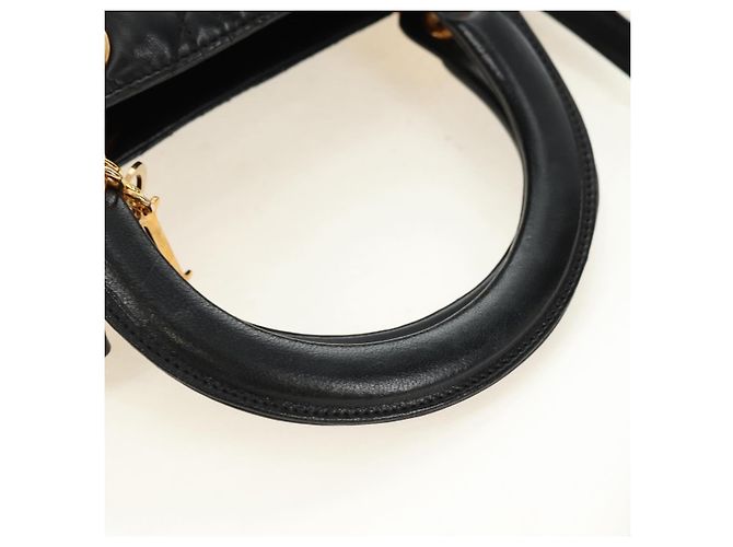 Borsa Christian Dior Canage in pelle di agnello nera e oro Auth 180510SAM Nero D'oro - vista 7