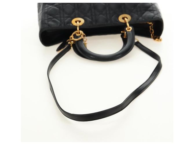 Borsa Christian Dior Canage in pelle di agnello nera e oro Auth 180510SAM Nero D'oro - vista 8