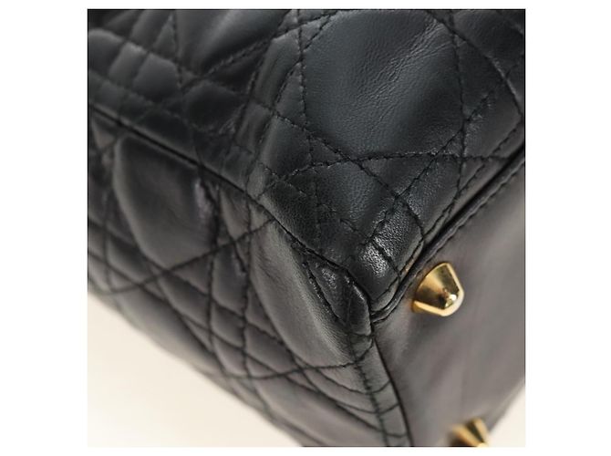 Borsa Christian Dior Canage in pelle di agnello nera e oro Auth 180510SAM Nero D'oro - vista 9