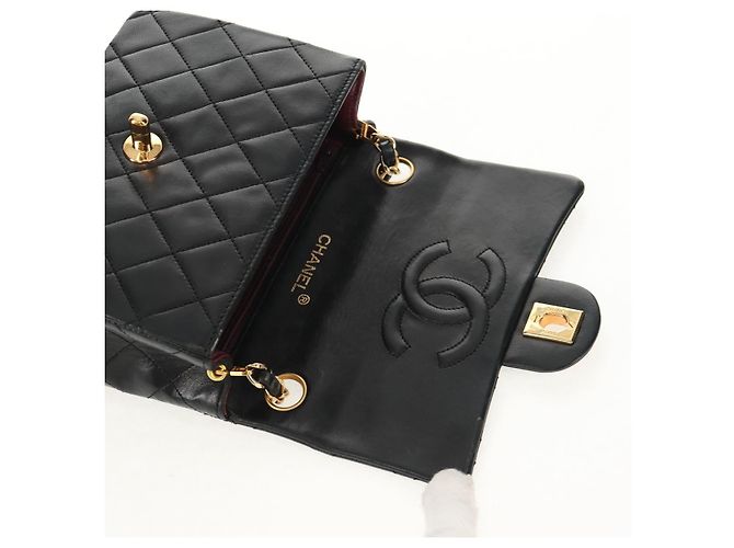 CHANEL Matelasse Chain Shoulder Bag Lamb Skin Black Gold CC Auth 146079SAV Nero D'oro - vista 16