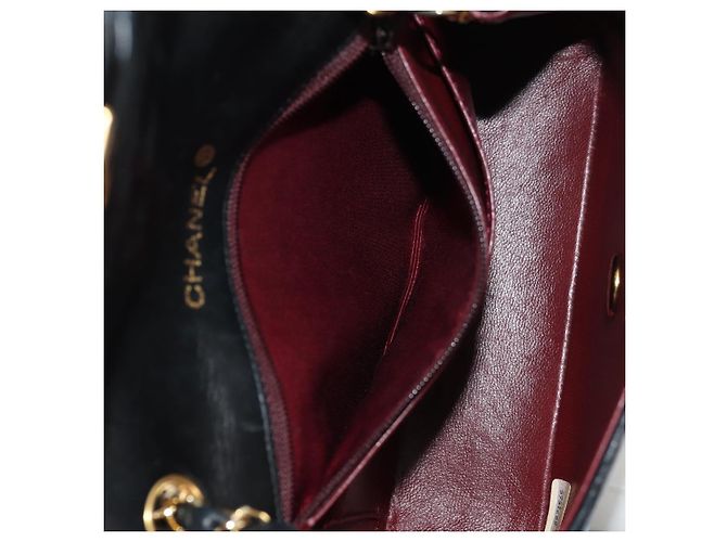 CHANEL Matelasse Chain Shoulder Bag Lamb Skin Black Gold CC Auth 146079SAV Nero D'oro - vista 24