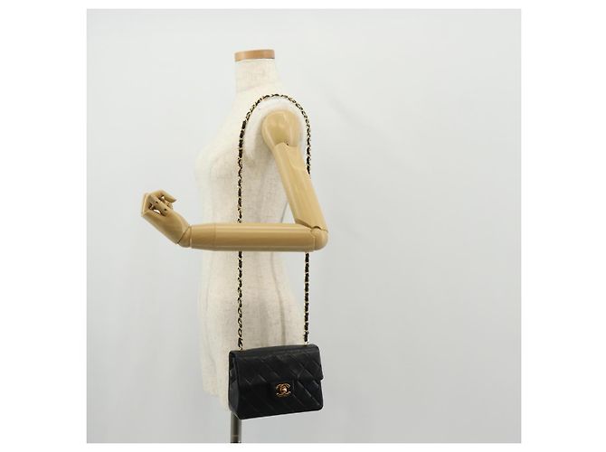 CHANEL Matelasse Chain Shoulder Bag Lamb Skin Black Gold CC Auth 146079SAV Nero D'oro - vista 27
