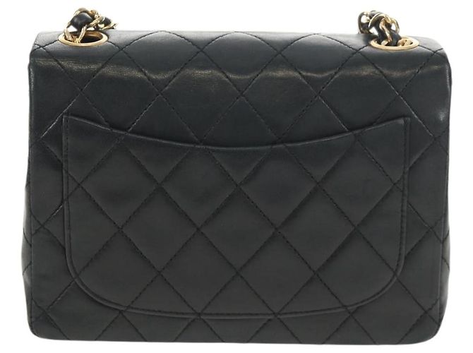 CHANEL Matelasse Chain Shoulder Bag Lamb Skin Black Gold CC Auth 146079SAV Nero D'oro - vista 3
