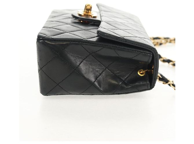 CHANEL Matelasse Chain Shoulder Bag Lamb Skin Black Gold CC Auth 146079SAV Nero D'oro - vista 5