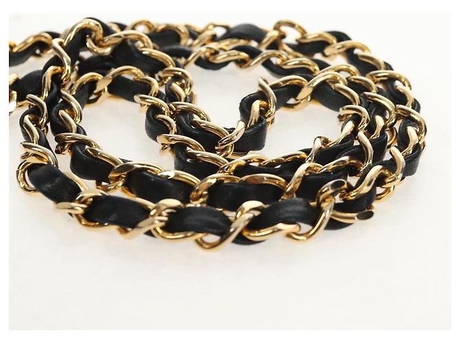 CHANEL Matelasse Chain Shoulder Bag Lamb Skin Black Gold CC Auth 146079SAV Nero D'oro - vista 9