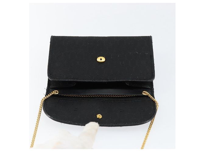 Borsa a tracolla con catena Christian Dior Honeycomb Canvas Black Gold Auth ep12064 Nero D'oro - vista 15