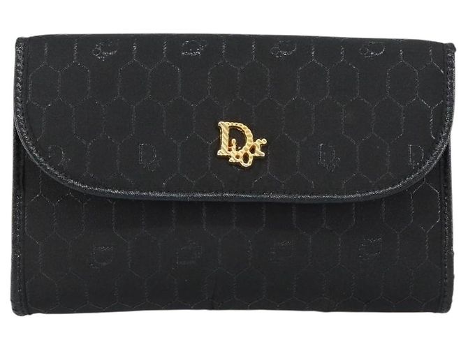 Borsa a tracolla con catena Christian Dior Honeycomb Canvas Black Gold Auth ep12064 Nero D'oro - vista 2